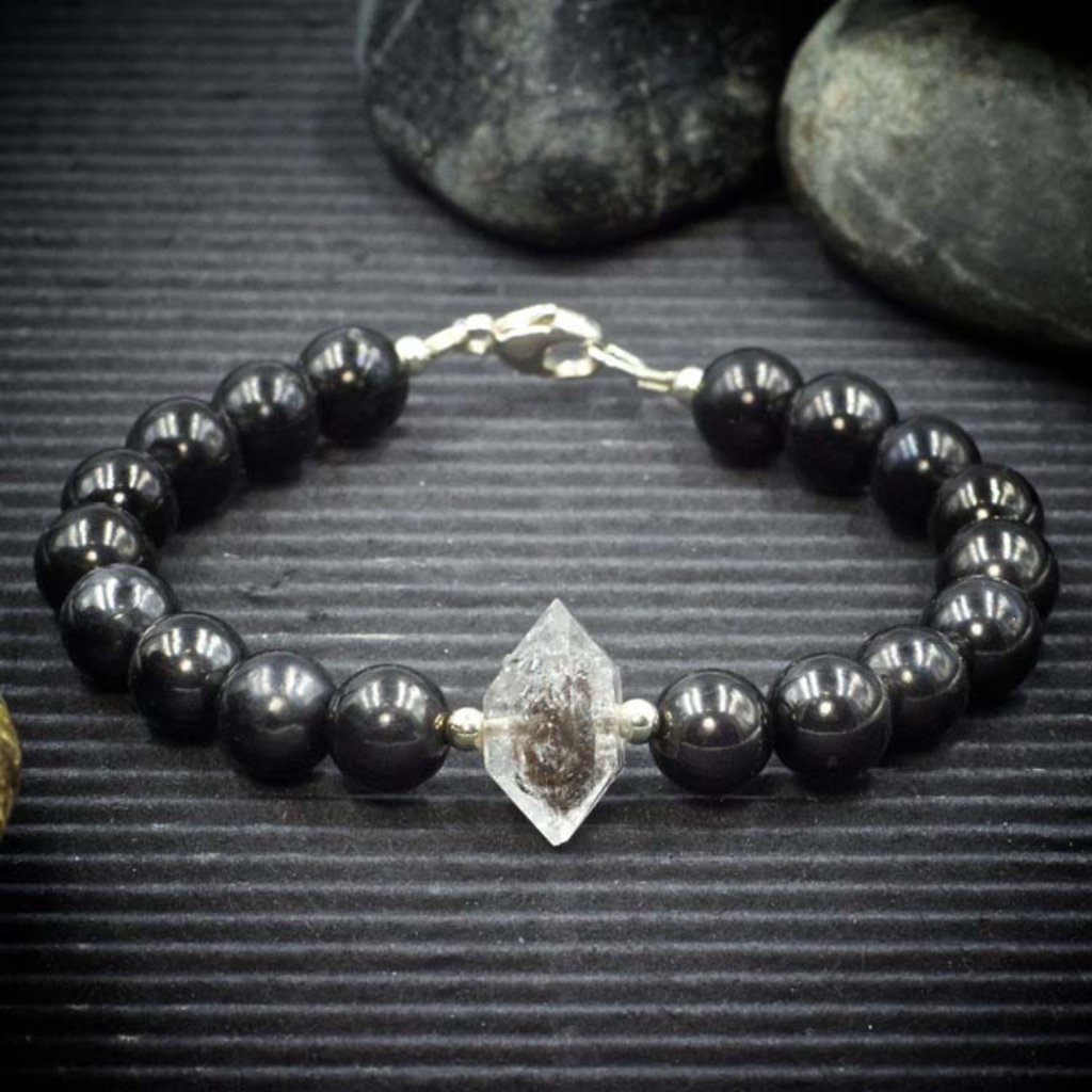 Shungite And Herkimer Diamond Bracelet - Handmade To Order